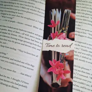 Time To Read Bookmark Pretty Cute Floral Design for Book Lovers 2in x 6in Double Sided Laminated Aesthetic Bookmark