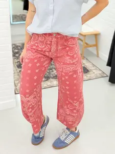Go Time Mineral Wash Paisley Barrel Jeans Dusty Rose