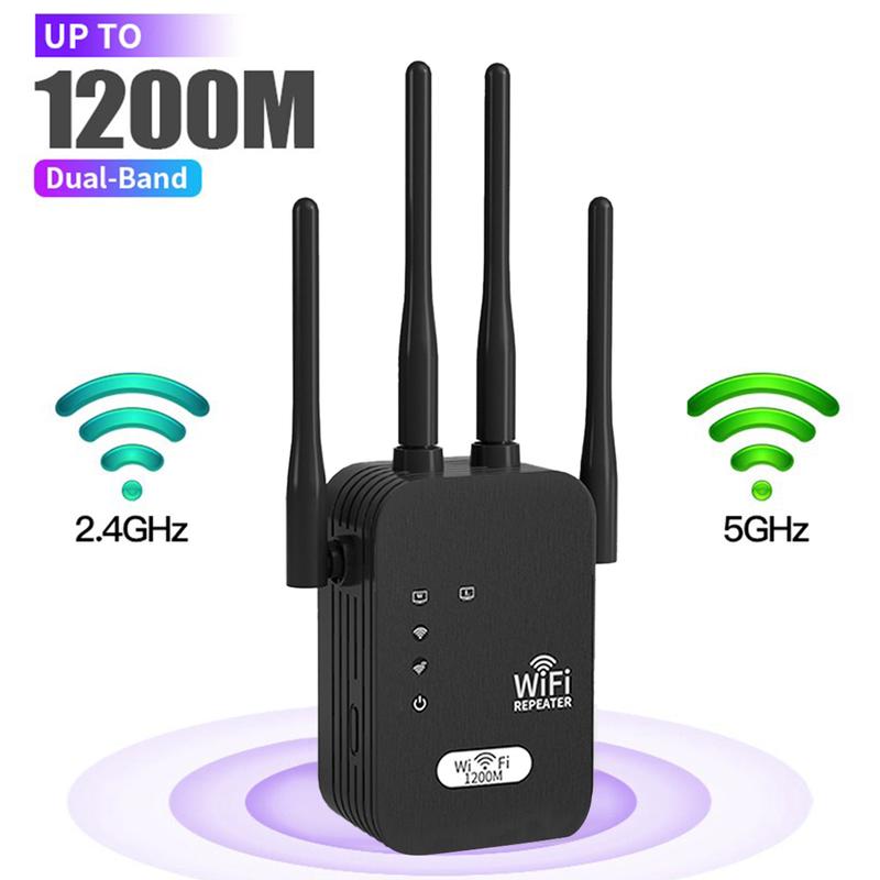 WiFi Extender 2025, 1200Mbps Dual Band (5GHz/2.4GHz) Signal Booster, Covers 10,000 sq. ft & 50 Devices, Repeater with Ethernet Port for Home, Gifts