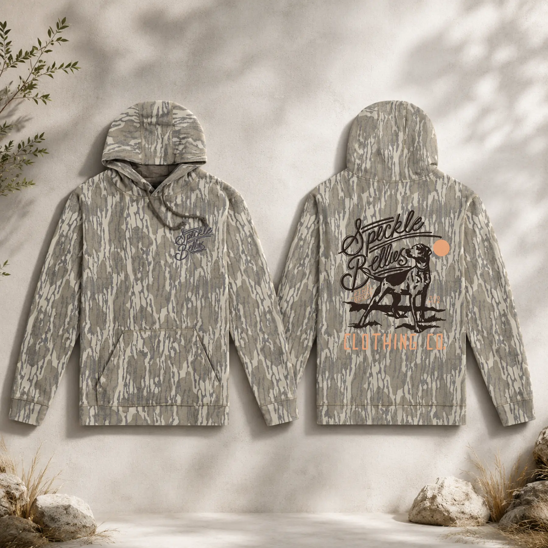 Mossy Oak Pointer Sunrise Speckle Bellies Hoodie in Deadwood Camo Hoodie Sweater Outdoor Hunting Pullover Soft Durable Camouflage Sweatshirt Gift for Men - Menswear