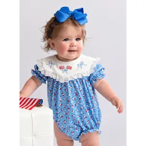 American Dreamer Embroidered Lace Ruffle Romper