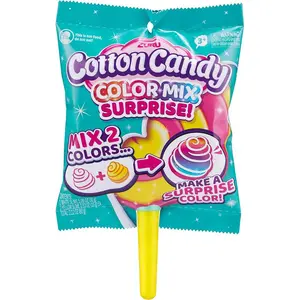 Oosh Slime Cotton Candy Color Mix Surprise by ZURU (Yellow Handle Blue Slime) Scented, Fluffy, Soft, Stretchy, Stress Relief, Party Favors, Non-Stick, Blue Lolipop and Yellow Handle