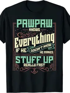 Men'S T-Shirt Featuring a Geometric Design, Known As Pawpaw Knows Everything. It Has a Casual Crew Neck, Short Sleeves, And Is Machine Washable. Available in Plus Sizes for Both Men And Women, This Pure T-Shirt Is Perfect for Summer 2025