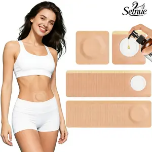 50pcs Castor Oil Pack Wrap for Belly Button(Oil Not Included), Self-Adhesive Disposable Castor Oil Belly Button Wrap Pads Spunlace Cloth Highly Absorbent Organic Cover Compress Patches No Wash