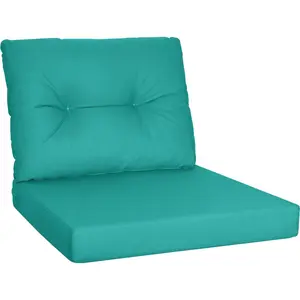 Outdoor Loveseat Cushions for Patio, Waterproof Replacement Cushions, 24 x 24 Deep Seat & Backrest Cushion Set for Patio Couch, Bench, Swing, Teal, Outdoor Furniture Cushions, Durable Patio Cushions, Waterproof Seat Pads