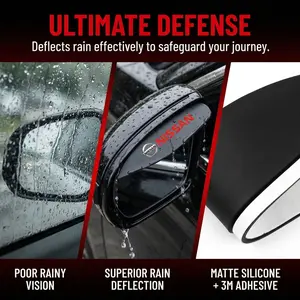 2 PCS Car Side Rearview Mirror Rain Visor, Waterproof Rain Guard Eyebrow Protector, Exterior Accessories Compatible with Sentra, Altima, Qashqai, Rogue
