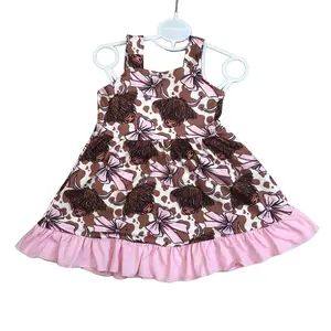 Girl Highland Cow Dress Summer Dress Bow Toddler Clothes