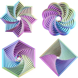 4 Pcs Fractal Fidget Hexagon,3D Printed Stress Relief Sensory Toys for ADHD,Autism,Kids&Adults,Whirling Spiral Design,Colorful Fidget Toy,Perfect for Holiday,Christmas,Birthday Gifts (Purple Green)