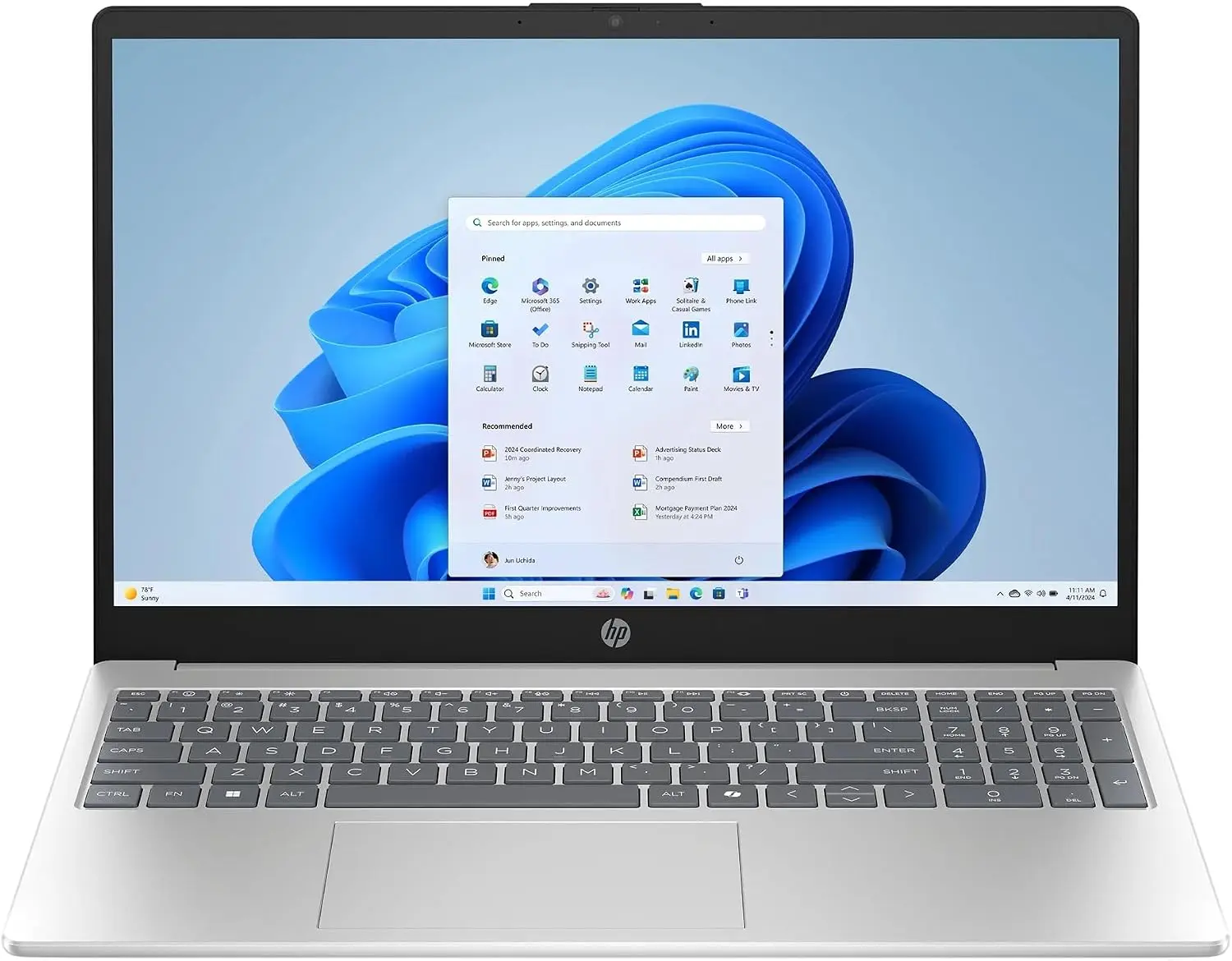 HP 15.6-in Full HD IPS Touchscreen Laptop Computer (d1523) - AMD Ryzen 7 7730U, 16GB DDR4 RAM, 512GB NVMe SSD, Built-in Webcam, Windows 11 Home, Copilot AI, Natural Silver