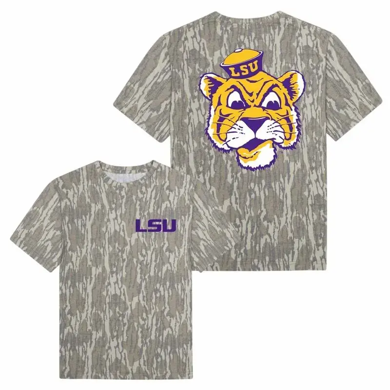 Retro LSU Tigers Camo Shirt - Unisex Streetwear Top for College Football Fans | Vintage Louisiana State Game Day Graphic Tee Gift