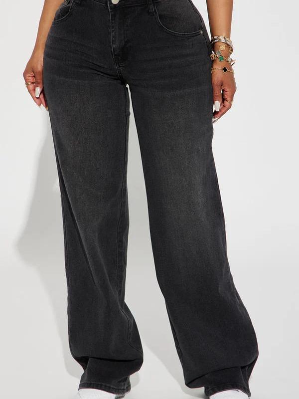 Vita Low Waist Stretch Baggy Jeans - Black Wash