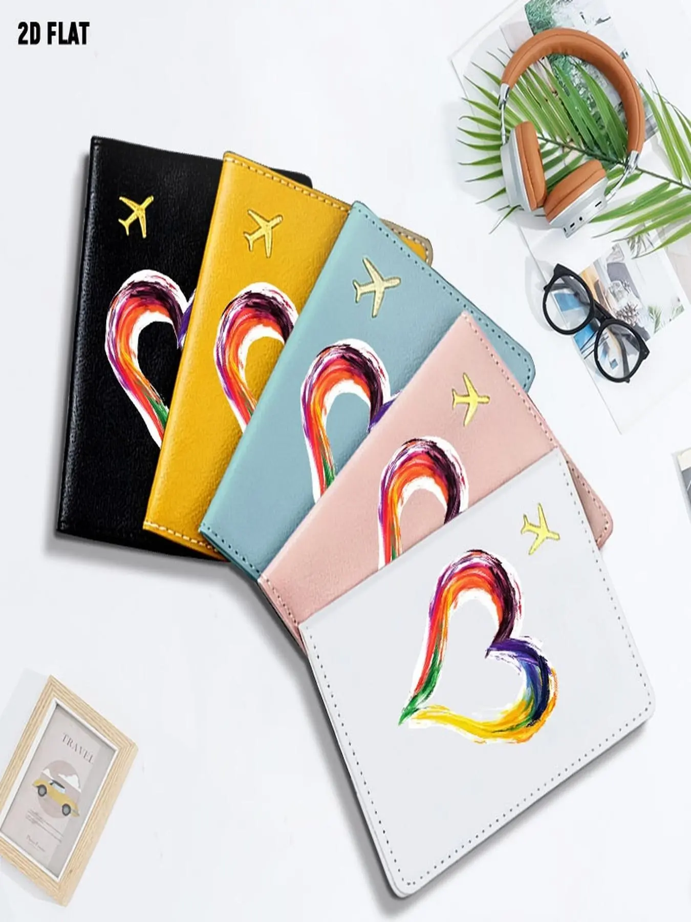 Vibrant Swirl Brushstroke Colorful Heart Print Passport Holder, One Size Fits All with Multiple Specifications Available, Stylish Travel Storage Accessory, Perfect for International Travel & Daily Document Organization
