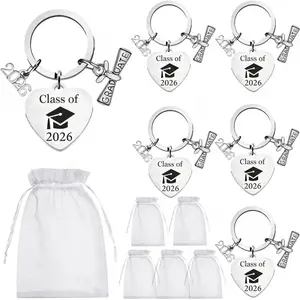 6 Pcs Class of 2026 Keychain Graduation Keychain Gifts Bulk Senior Night Gifts for Women Men (Style 3)
