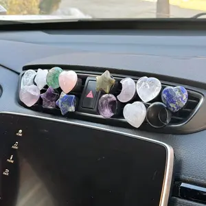 Crystal Car Vent Clip| Star, Moon, Heart, Crystal for Car Decor | Car Air Vent Clip-Amethyst, Rose Quartz, Fluorite, Clear Quartz |Car Gift