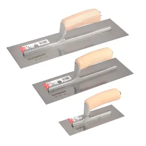 Goldblatt 3 Packs Drywall Trowel, Carbon Steel Finishing Masonry Trowel Set Includes 14'' x 4'', 12'' x 4'', 8'' x 3'', Lightweight Wood Handle, Plastering Trowel for Sheetrock Wallboard Plasterboard