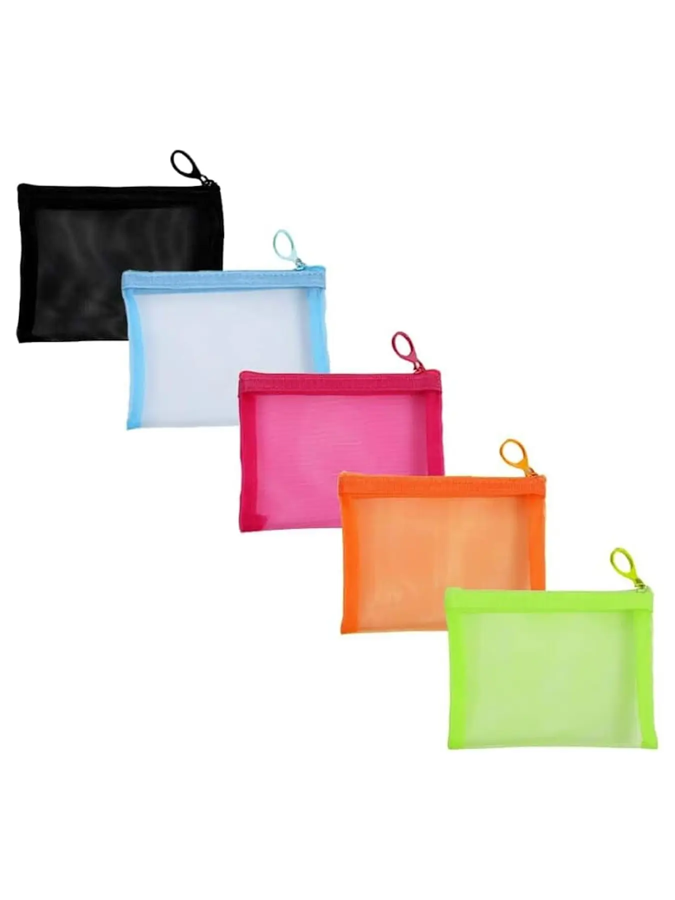 5 Pack Small Mesh Zipper Pouch Bags for Purse, Size 5" x 4" Travel Pouches for Daily Toiletries, Portable Travel Toiletry Pouch, Travel Essentials, Mini Mesh Bags with Zipper, Purse Organizer Pouches Insert
