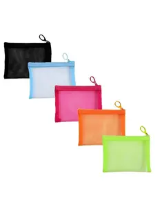 5 Pack Small Mesh Zipper Pouch Bags for Purse, Size 5" x 4" Travel Pouches for Daily Toiletries, Mini Mesh Bags with Zipper, Purse Organizer Pouches Insert