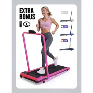 Foldable and adjustable incline treadmill, low-noise motor, weight capacity of 265 pounds, equipped with a remote control and wheels for easy movement, comes with resistance bands, home fitness equipment, home office workout equipment