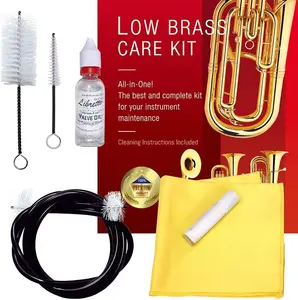 Low Brass ALL-INCLUSIVE Cleaning Kit with Instructions: Valve Oil + Slide  + Cleaning Cloth + Mouthpiece/Valve/Bore Brushes. A   for Tuba, Euphonium, Baritone, Sousaphone &More
