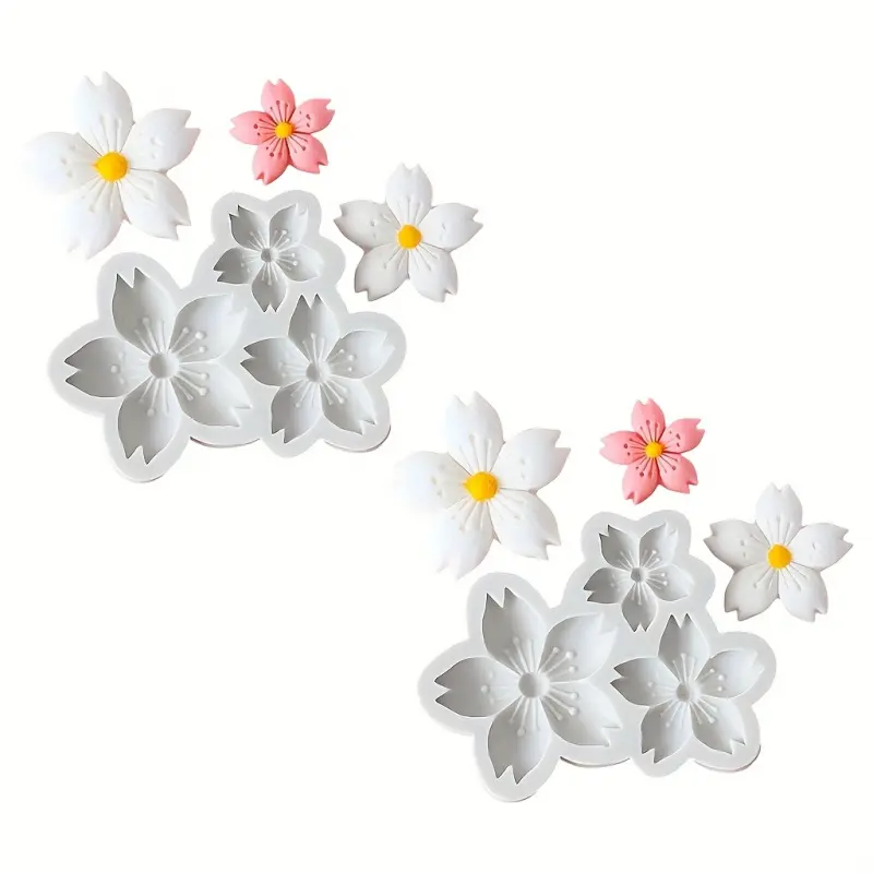 2 pieces of cherry blossom shaped silicone molds, used for resin, candle, clay, gypsum, soap, jewelry casting, decoration, Handcraft, Handmade Crafts, exclusively for resin art and handicraft enthusiasts