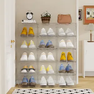 Transparent Aromatherapy Shoe Box, Home Shoe Storage, Open-Door Dustproof, Adjustable Compartments, Space-Saving Display Cabinet
