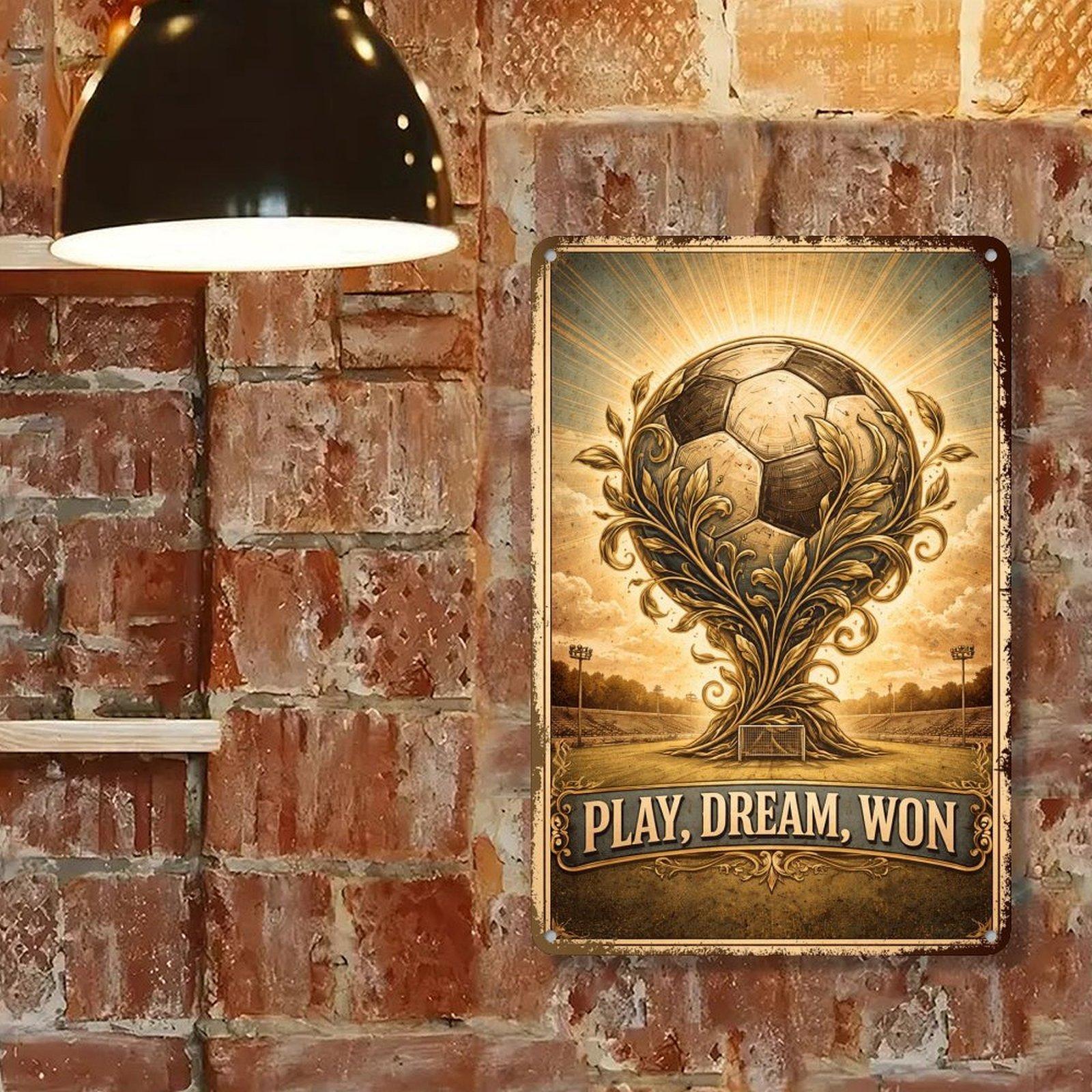 Vintage Soccer Art Print – Play, Dream, Won – Retro Football Poster for Home, Office, or Sports Room Vintage Soccer Art Print – Play, Dream, Won – Retro Football Poster for Home, Office, or Sports Room