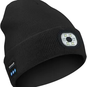 LED with Light Hat Rechargeable Bluetooth Beanies Can Listen to Music Knitted Cap Outdoor Sports Night Fishing Wool Cap