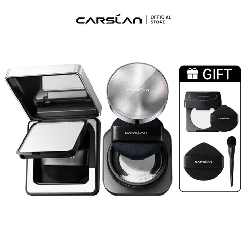 [Tiktok Exclusive Offers]CARSLAN 2.0 Updated Version Black Magnet Loose setting & Pressed Setting Powder Duo Strong Oil Control Longlasting Waterproof Sweatproof Blurring Pores Matte  Flawless Finish