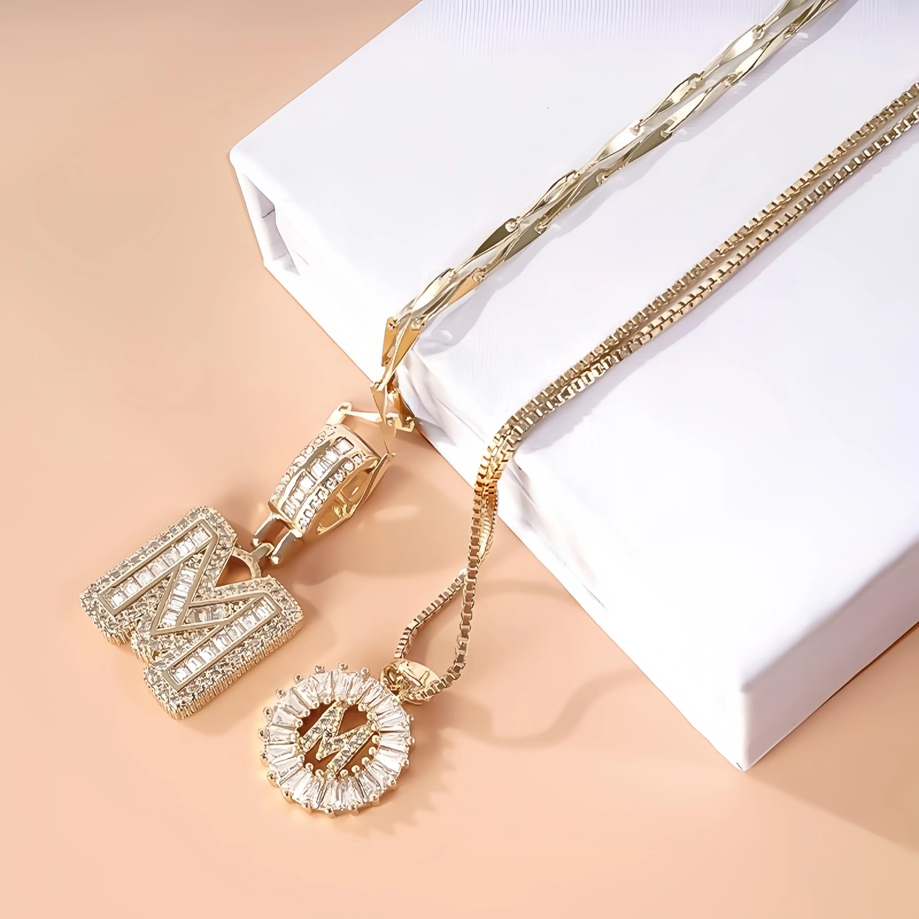 2 Pack Initial Necklaces Letter Pendant Necklaces 14K Gold Plated Alphabet Necklaces with Adjustable 17''-19'' Chain for Women Mother’s Day Gift jewelry waterproof twist