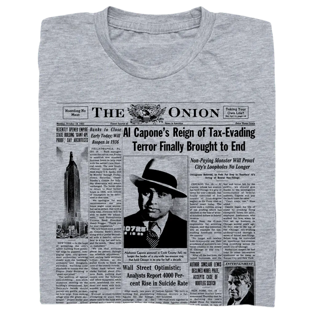 'Al Capone's Reign' Vintage Front Page T-Shirt