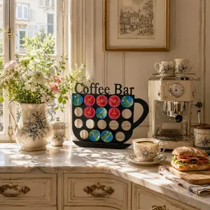 Wooden Coffee Pod Holder, Cup-Shaped K-Cup Organizer, 19 Pod Organizer for Coffee,Decorative Storage for Home,Wooden K-Cup Storage Rack, Coffee Cup Design, Capsule Organizer，Large Capacity, Ideal for Cafes, Kitchens, Birthday Gifts