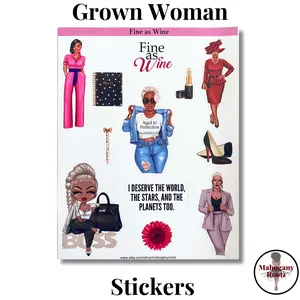 Grown Woman Stickers|Black Girl Stickers|African American|Planner Stickers