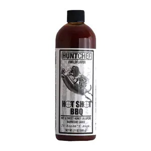HuntChef Hot Shot BBQ - Sweet & Hot Honey Jalapeno Barbecue Sauce - No Gluten Added - 100% Made in America