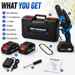 Cordless Mini Chainsaw 6-Inch, 900W Powerful Electric Chainsaw with 21V Battery, Portable Handheld Wood Cutter for Garden, Tree Trimming & Outdoor Use