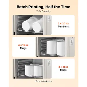 fathersdaygift VEVOR Sublimation Oven Machine, 13 Qt, Fits 20oz Tumblers, with 50 Shrink Films, 1 Tape and 2 Heat Gloves, Oven for Sublimation Blank Tumblers, Mugs, Bowls, Off-White