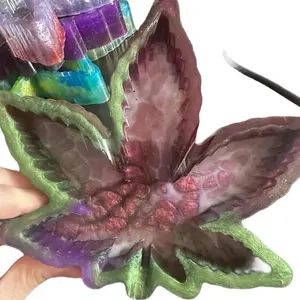 Silver Frosty Leaf Unique Resin Ashtray - Handmade Lightweight Resin with Vibrant Metallic Finish for Various Uses - Lighter