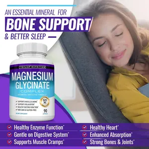 Magnesium Glycinate 525mg - High Absorption Chelated Magnesium Supplement Made with Pure Magnesium Glycinate - Supports Muscles, Sleep, Cramps, Recovery Bisglycinate Complex Vegan Non-GMO 90 Capsules Vitamin Dietary Fitness Edible Calcium