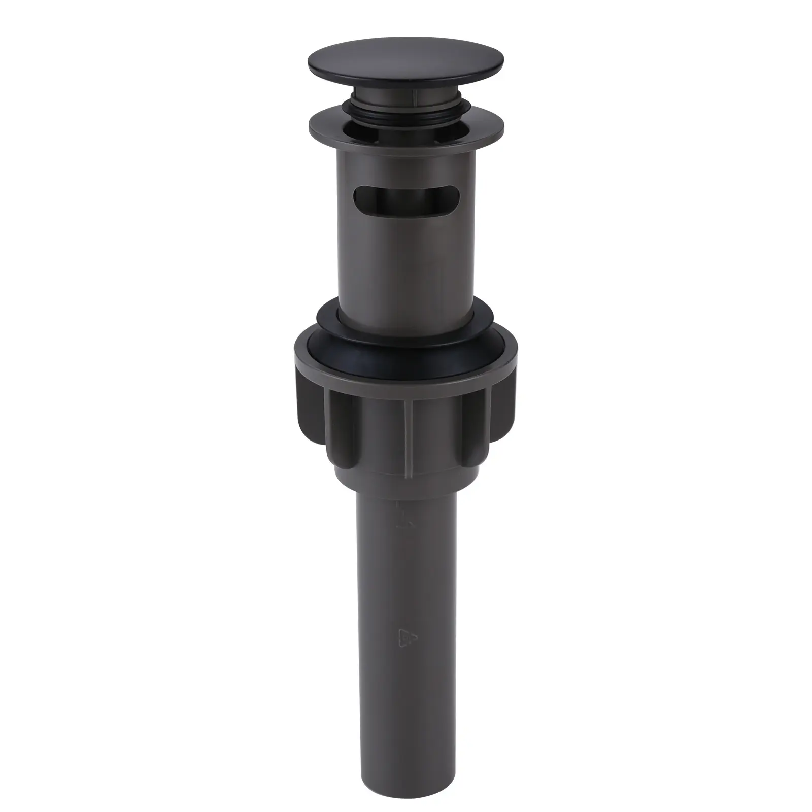 WOWOW Matte Black Stainless Steel Bathroom Vessel Sink Drain Stopper - With Overflow, Built-in Anti-Clogging Strainer, Ideal for RV Bathrooms and RV Owners, Overflow Drain Assembly, Abs Construction, Corrosion Resistant, Easy To Install, Maximum Sink Thic