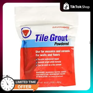Savogran Tile Grout - 1lb Bag of Bright White Grout Powder Mix for Tile Installation & Repair - Durable Waterproof Grout for Pools, Tubs, Showers, Sinks - Ceramic & Mosaic Unsanded Powdered Grout