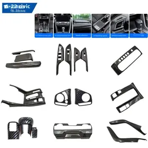 Carbon fiber door armrest protector cover trim for 20162021 Honda 10th Civic sedan & hatchback Type-R