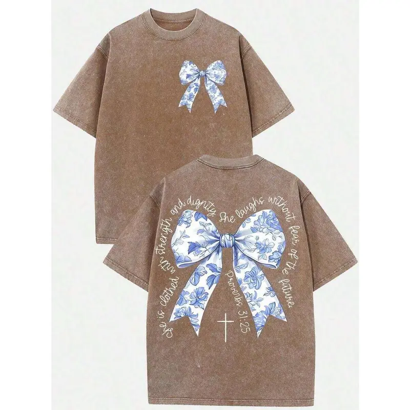 2026 Summer Clothes(230g T-Shirt)Men's Oversized Washed Cotton "Faith Over Fear" Floral Graphic Christian T-Shirt, Casual Soft Short Sleeve, Breathable Retro Streetwear &  GiftLoose And Comfortablesummer Tops