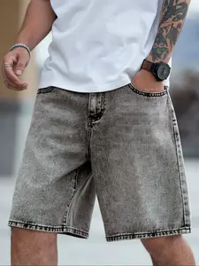 Men's Solid Color Denim Shorts, Loose Casual Fashion Comfy Shorts for Summer, Men's Bottoms for Daily Wear