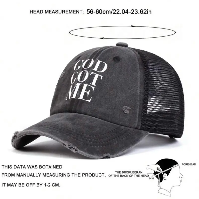 God Got Me Hat - No Additional Features or Attributes Provided - Head Measurement 56-60cm/22.04-23.62in Snapback Caps Snapback Adjustable Snapback Style