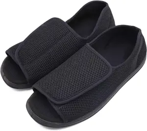 Men's Open-Toe Diabetic Slippers – Adjustable Orthopedic Wide Walking Shoes for Swollen Feet