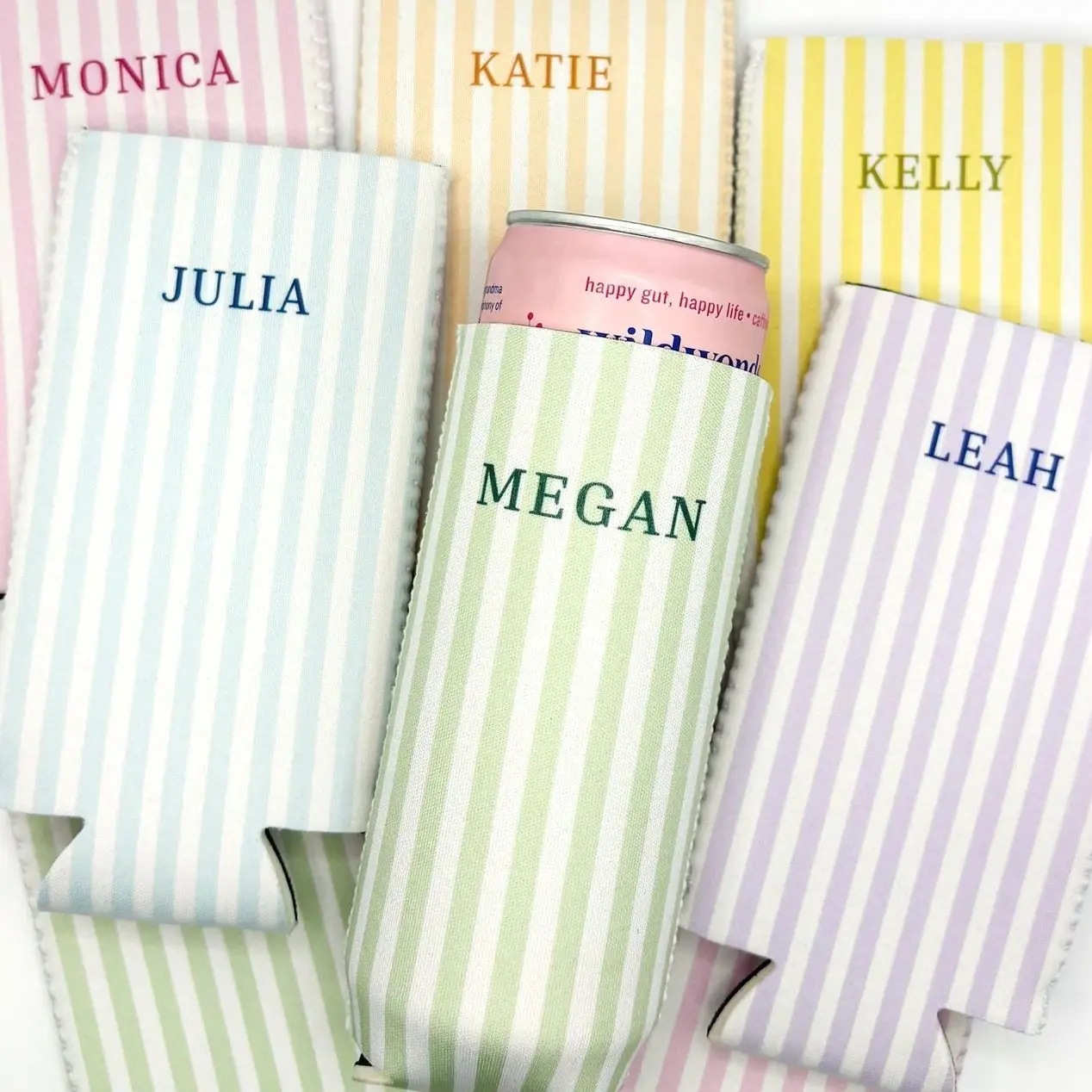 Monogrammed Slim Can Cooler Personalized Name Bachelorette Favor Grandmillennial Skinny Can Cooler Custom Bridal Party Gift