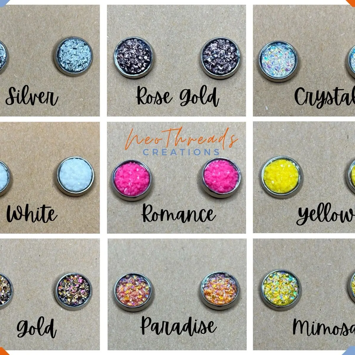 Handmade Mini Druzy Studs 8mm Stainless Steel Stud Earrings Gifts For Her Easter Spring, Gift For Mom, Gift For Wife, Gift for Bridesmaid Female Elegant Casual Male Retro