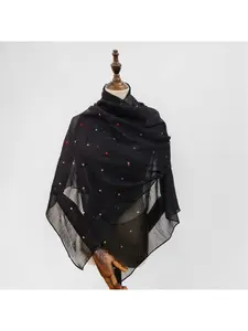 Silver Thread Wrinkled Ironed Star Long Scarf Fashionable Versatile Hui and Malay Head Covering Shawl