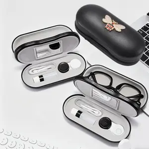2-in-1 Portable Contact Lens and Glasses Case - Dual Sided Travel Organizer for Eyeglasses & Contacts