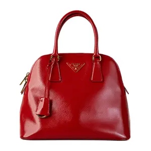 Pre-owned PRADA Leather Top Handle Bags Red Saffiano Dome Top Handle P26022122