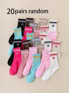 Women's Breathable Sporty Crew Socks, All-Season Fitted Mid-Calf Socks for Fitness Running Basketball, Comfortable Soft Casual Fashion